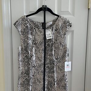 Calvin Klein Black and White Patterned Dress